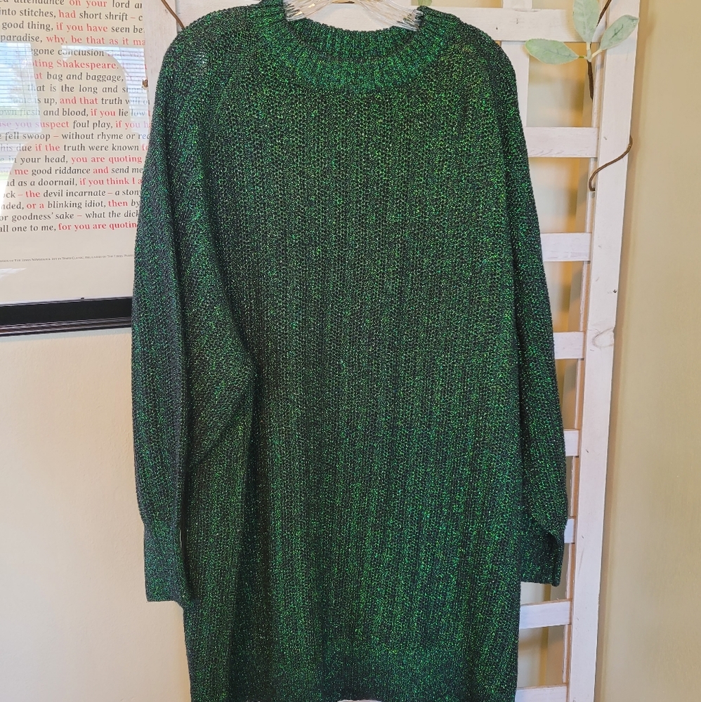 Green H&M Sweater Dress with Balloon Sleeves